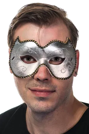 Fancy Silver Vinyl Mens Masquerade Mask