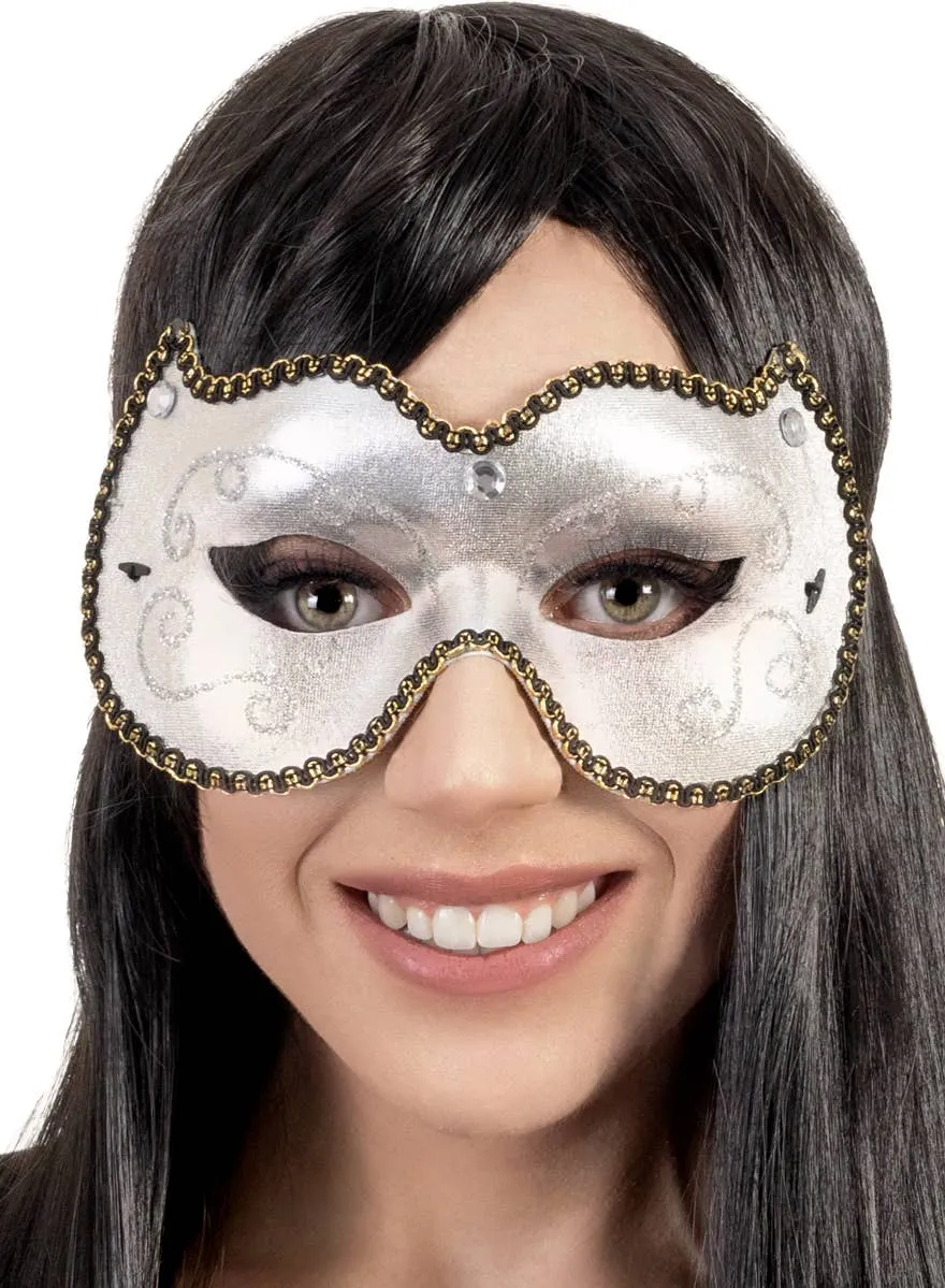 Fancy Silver Vinyl Womens Masquerade Mask