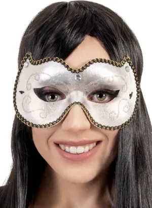 Fancy Silver Vinyl Womens Masquerade Mask