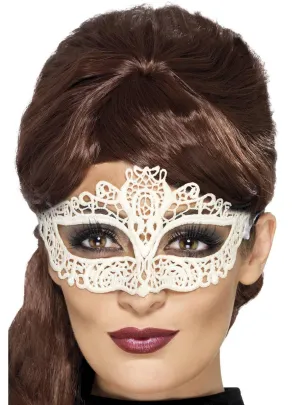 Fancy White Lace Filigree Womens Masquerade Mask