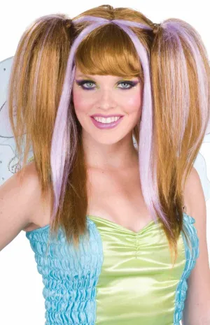 Fantasy Fairy Brown and Lilac Womens Costume Wig