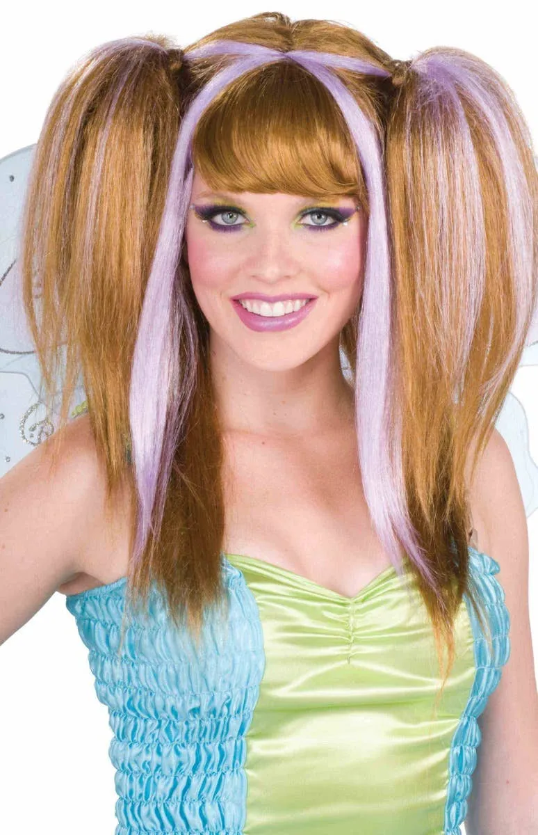 Fantasy Fairy Brown and Lilac Womens Costume Wig