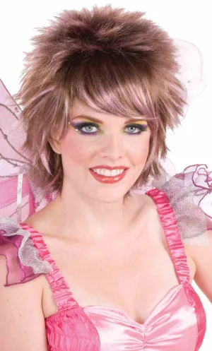 Fantasy Fairy Brown and Pink Pixie Cut Womens Wig