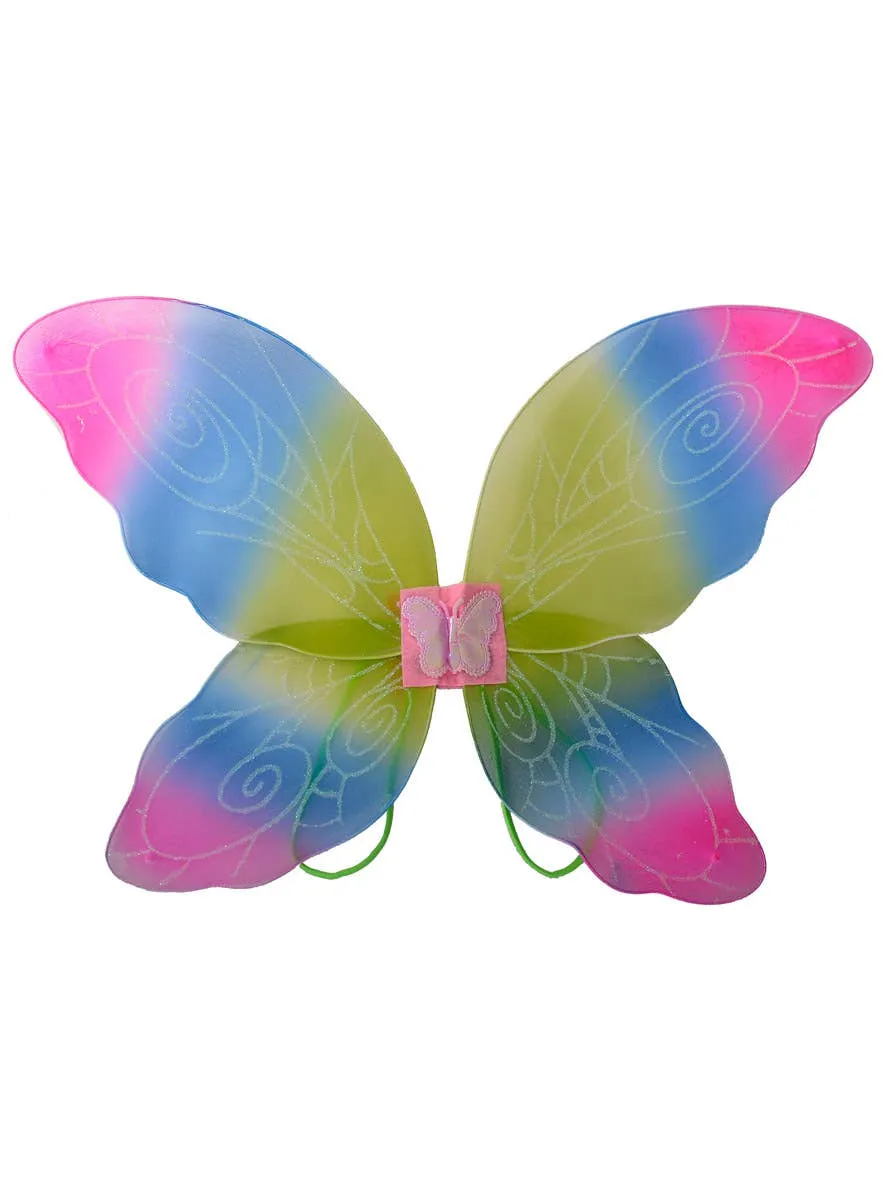 Fantasy Pink Green and Blue Glitter Girls Butterfly Wings