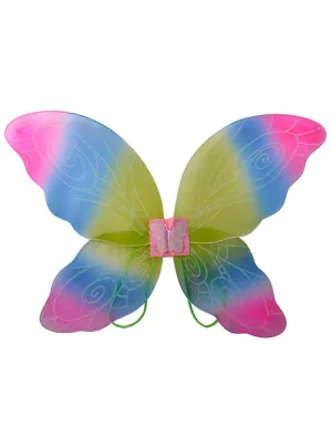 Fantasy Pink Green and Blue Glitter Girls Butterfly Wings