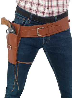Faux Brown Leather Cowboy Belt and Holster