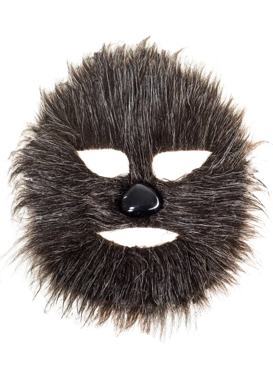 Faux Fur Dark Brown Werewolf Costume Mask