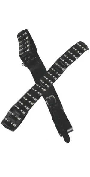 Faux Leather Black And Silver Ammunition Belt Costume Accessory