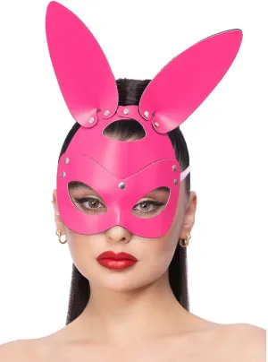 Faux Leather Womens Pink Studded Bunny Costume Mask