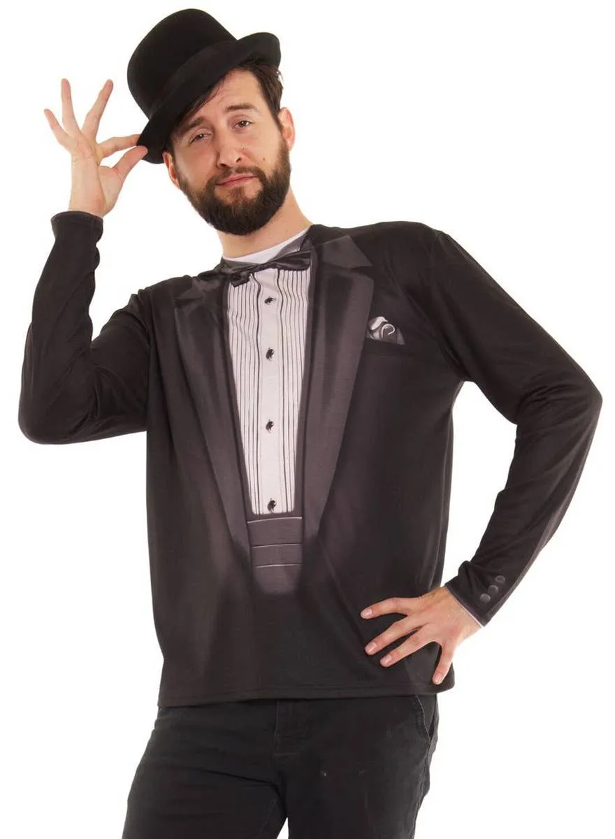 Faux Real Funny Mens Satin Lapel Tuxedo Costume Top