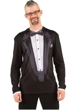 Faux Real Funny Mens Satin Lapel Tuxedo Costume Top