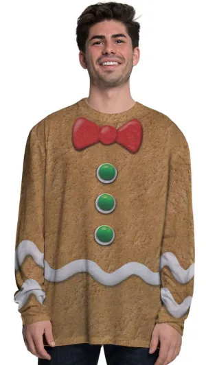 Faux Real Gingerbread Man Mens Christmas Costume Top
