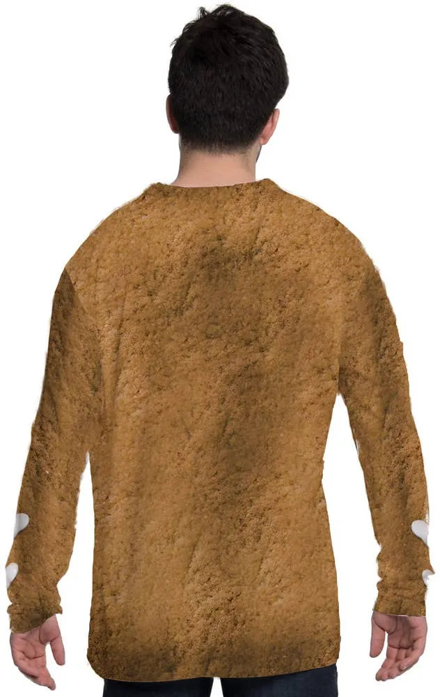 Faux Real Gingerbread Man Mens Christmas Costume Top