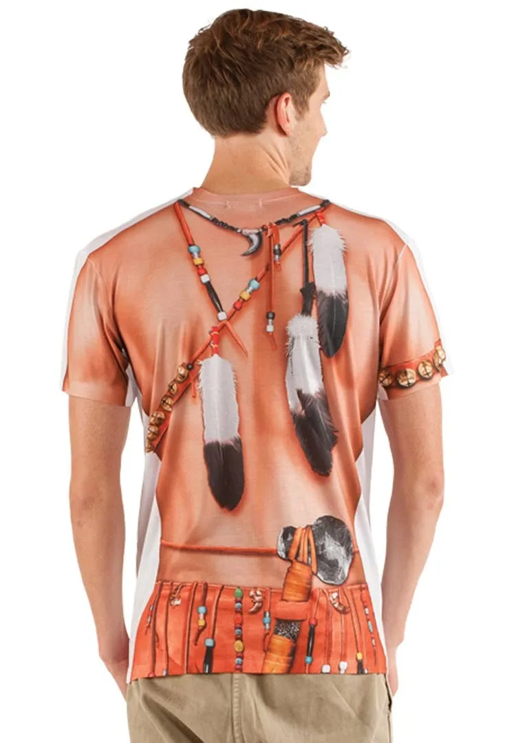Faux Real Mens Big Chief American Indian Costume Top