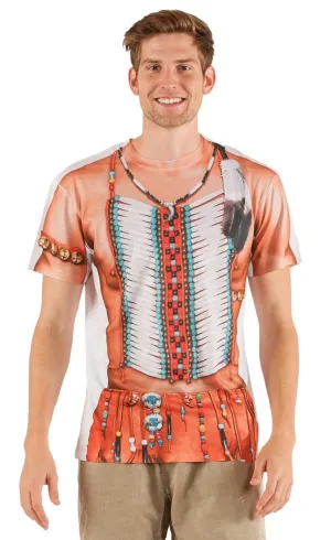Faux Real Mens Big Chief American Indian Costume Top
