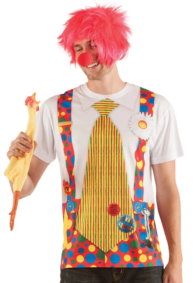 Faux Real Mens Clown with Big Tie Costume Top