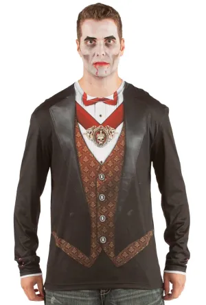 Faux Real Mens Dracula Halloween Vampire Costume Top