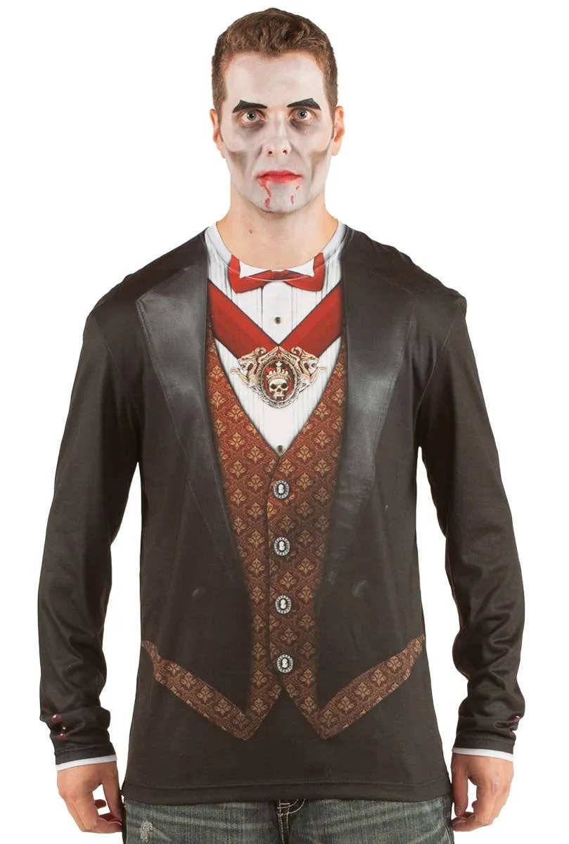 Faux Real Mens Dracula Halloween Vampire Costume Top