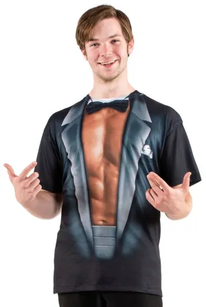 Faux Real Mens Funny Sexy Tuxedo Costume Top