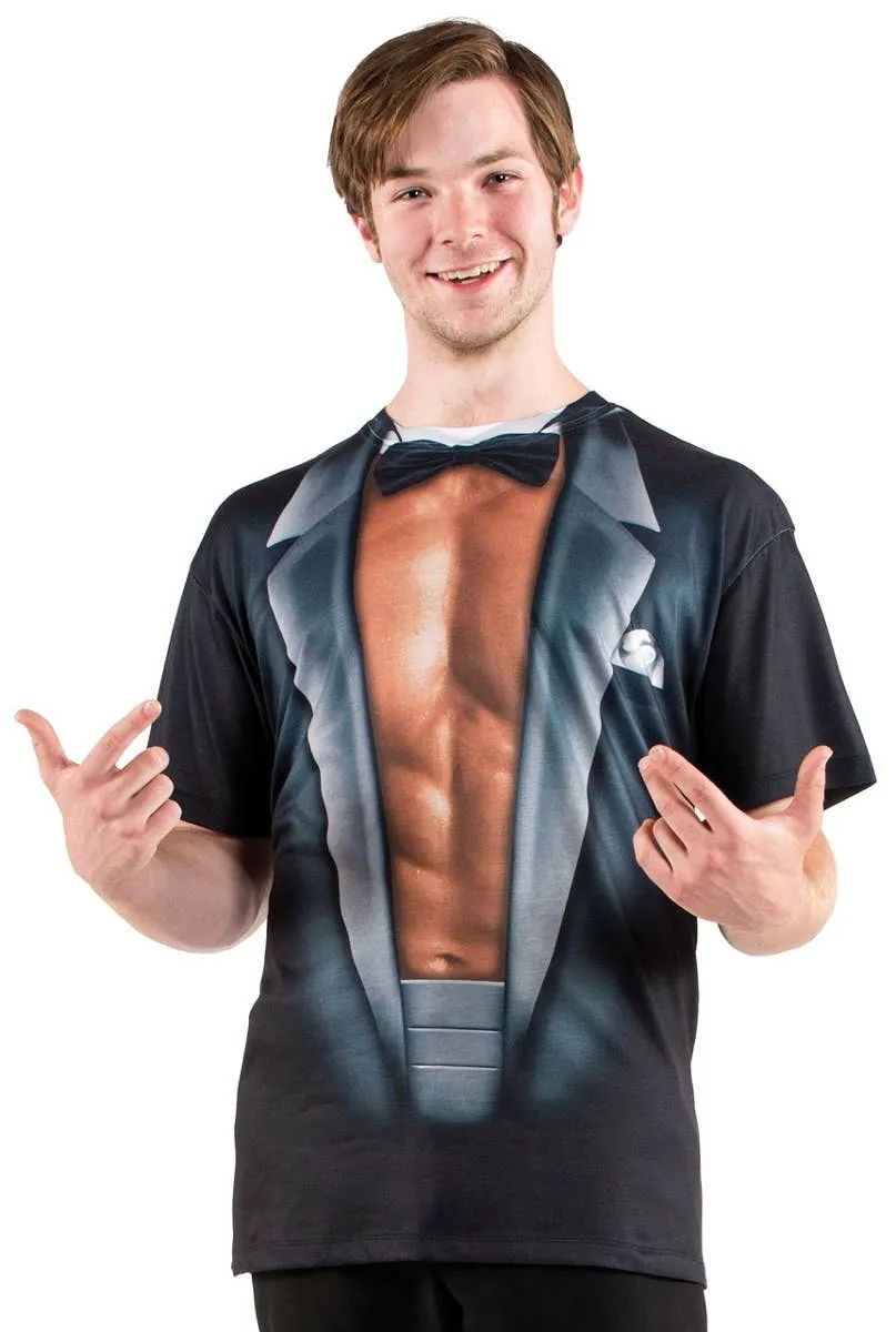 Faux Real Mens Funny Sexy Tuxedo Costume Top