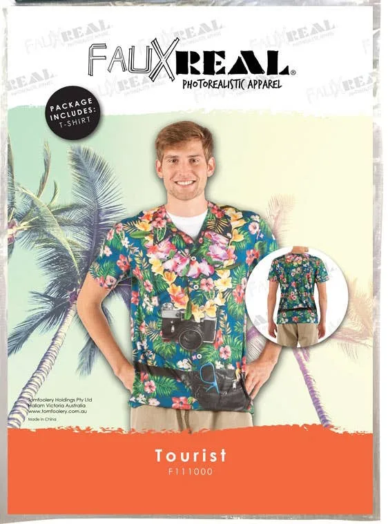 Faux Real Mens Hawaiian Tourist Costume Top