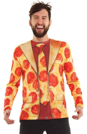 Faux Real Mens Pizza Print Tuxedo Costume Top