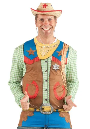 Faux Real Mens Toy Woody Cowboy Costume Top
