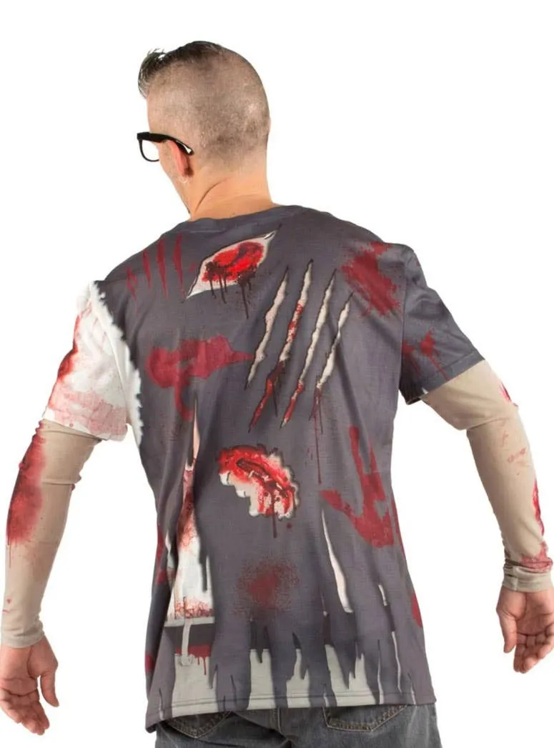 Faux Real Schoolboy Zombie Mens Halloween Costume Top