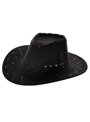 Faux Suede Kids Black Cowboy Costume Hat