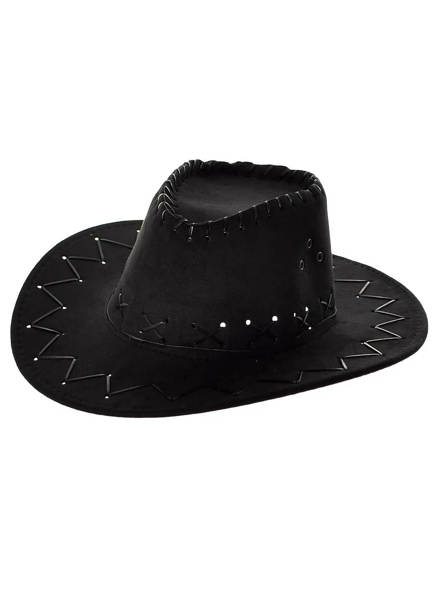 Faux Suede Kids Black Cowboy Costume Hat