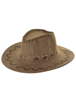 Faux Suede Kids Brown Cowboy Costume Hat
