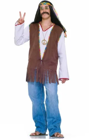 Faux Suede Mens 60s Hippie Vest