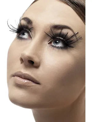Feather Plume Womens Black Costume Eyelashes