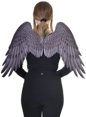 Feather Print Black and Grey Angel Costume Wings