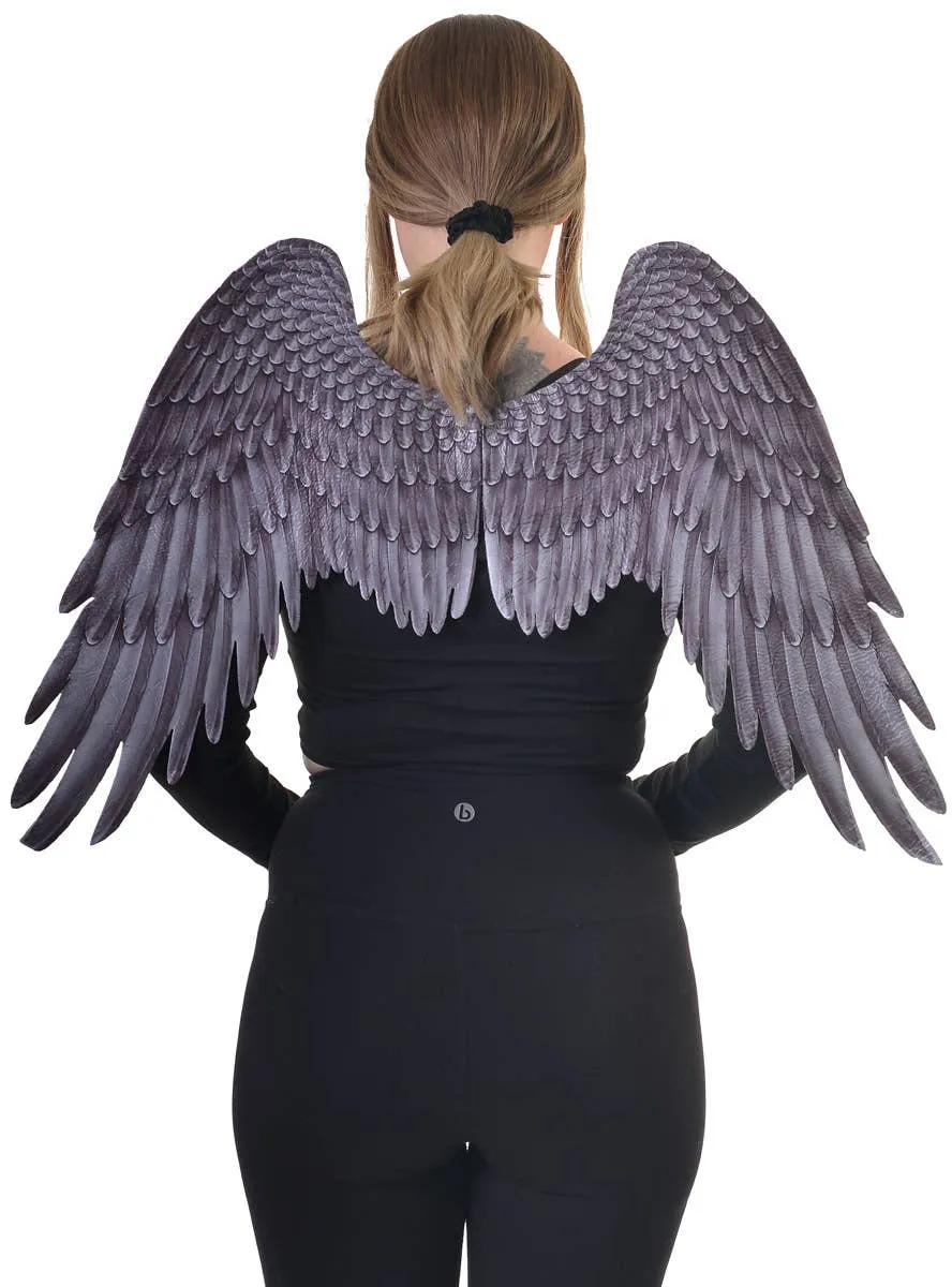 Feather Print Black and Grey Angel Costume Wings