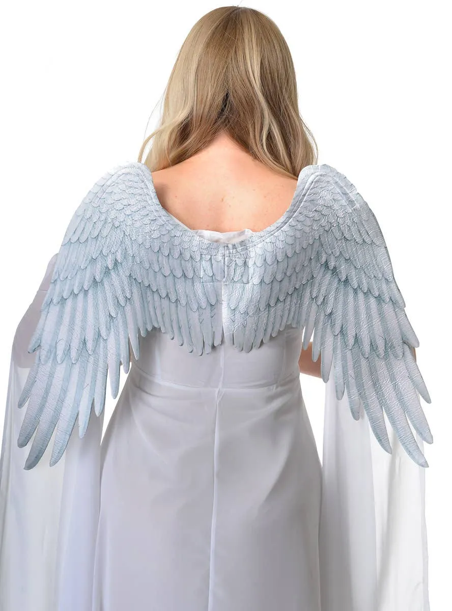 Feather Print White and Grey Angel Costume Wings