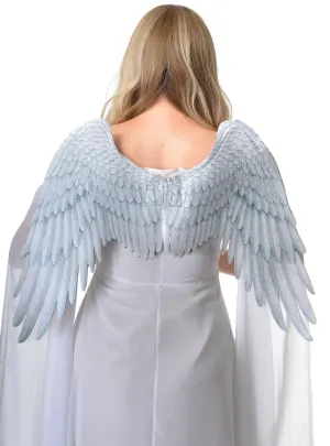 Feather Print White and Grey Angel Costume Wings