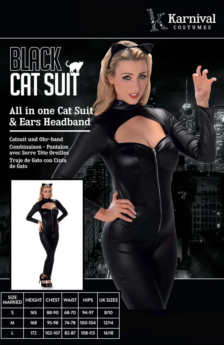 Feline Fatale Womens Sexy Black Catsuit Costume