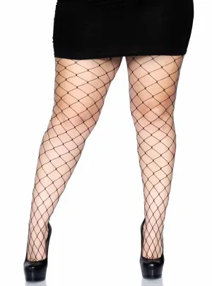 Fence Net Black Plus Size Pantyhose