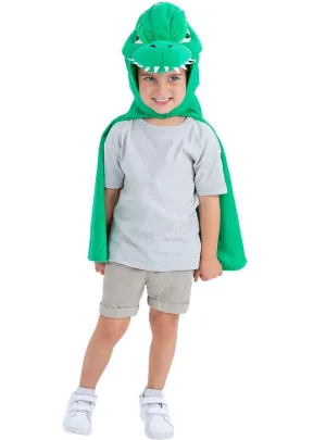 Ferocious Green Dinosaur Kids Hooded Costume Cape