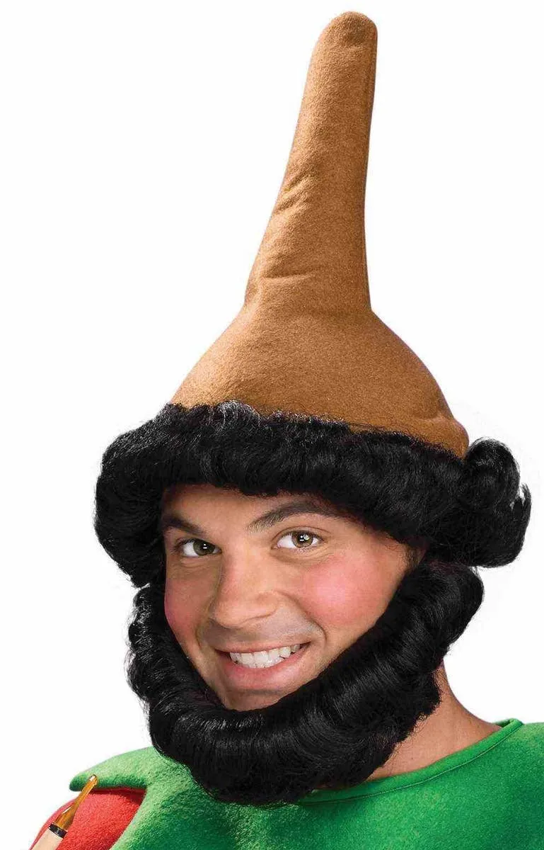 Festive Christmas Elf Hat with Brown Beard
