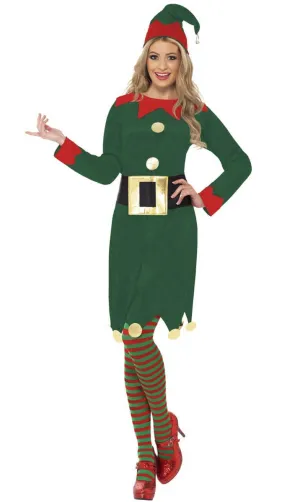 Festive Christmas Elf Womens Fancy Dress Costume
