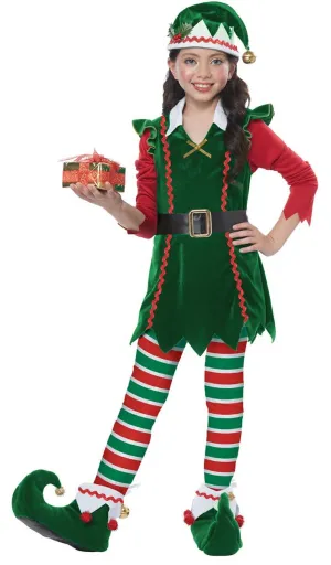 Festive Elf Girls Christmas Fancy Dress Costume
