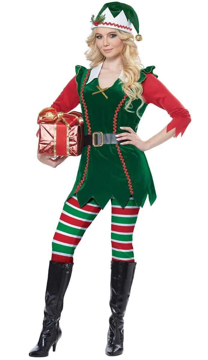 Festive Elf Womens Christmas Fancy Dress Costume