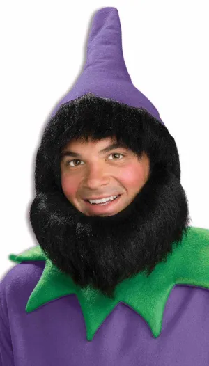 Festive Purple Elf Costume Hat with Beard