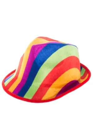 Festive Rainbow Velvet Fedora Hat