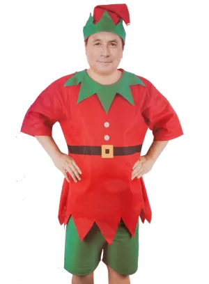 Festive Red and Green Elf Adults Christmas Costume