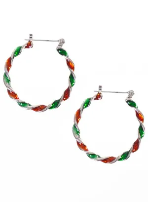 Festive Red and Green Twist Christmas Earrings