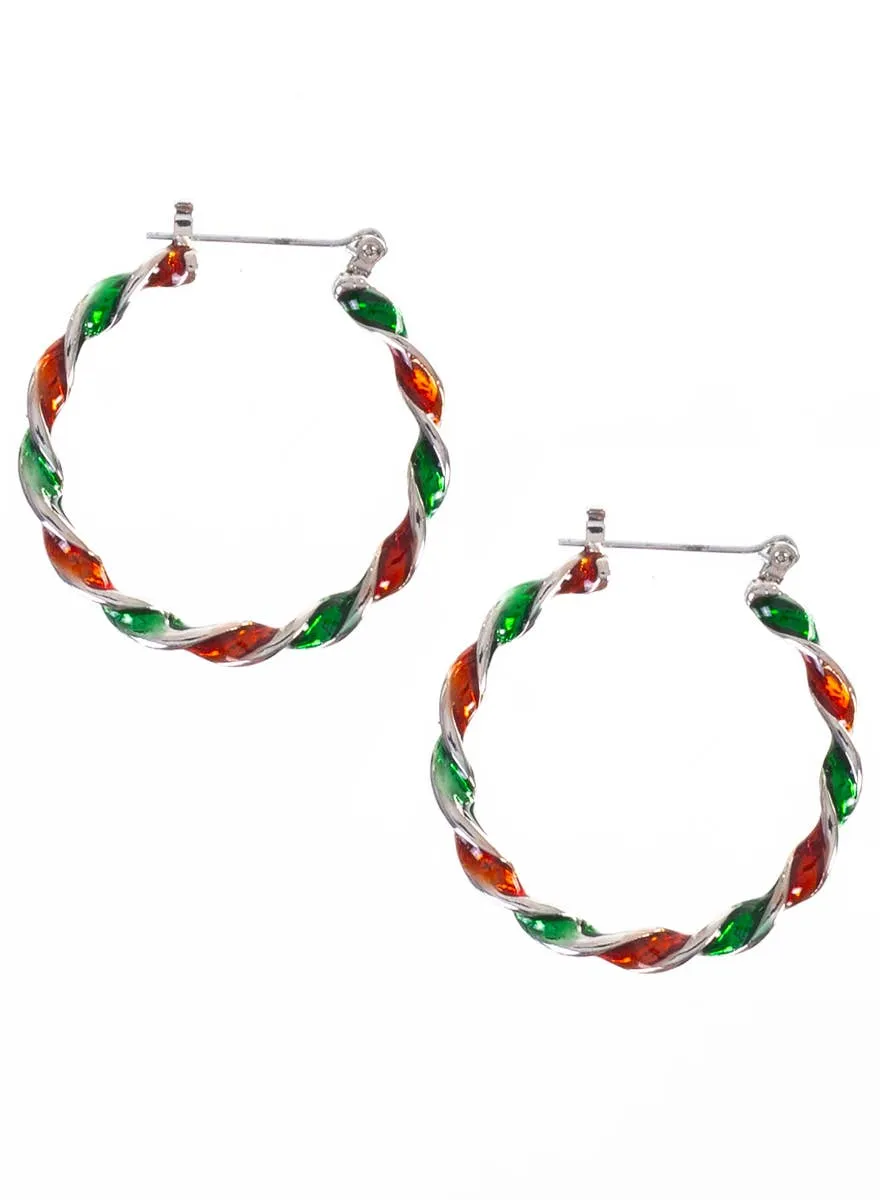 Festive Red and Green Twist Christmas Earrings