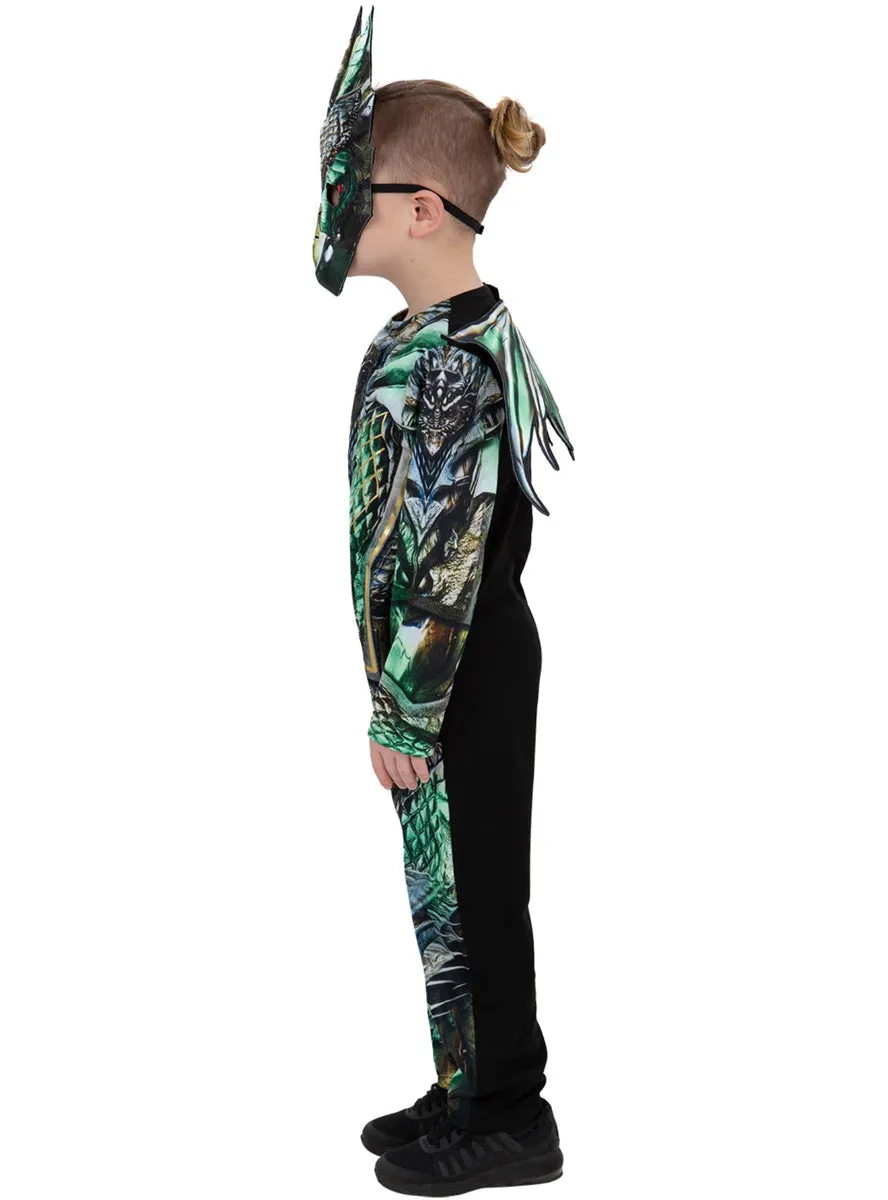 Fierce Green Dragon Boys Costume And Mask Set